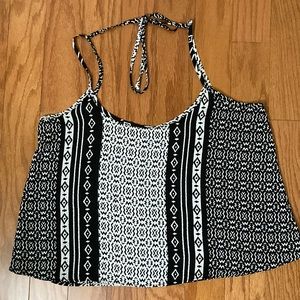 Navy and white tribal print flowy spaghetti strap tank top